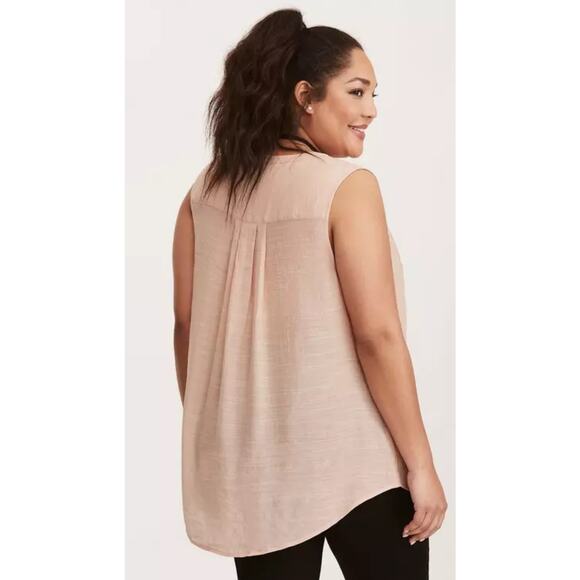 NEW Torrid Harper Blouse Top Blush Slub Sleeveless Pullover Semi Sheer Size 1X - Picture 2 of 12